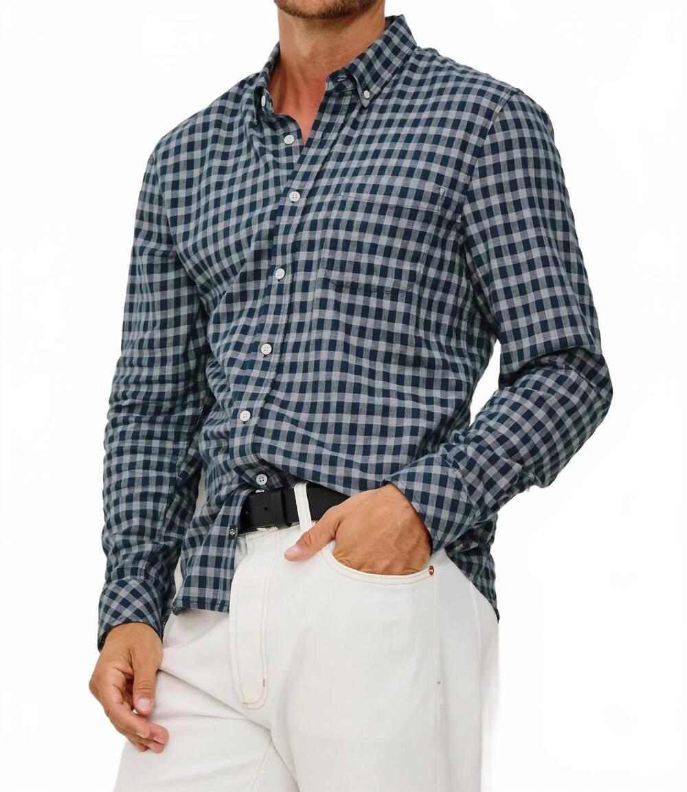 NEW RAILS men's vance shirt in navy check - Picture 4 of 5